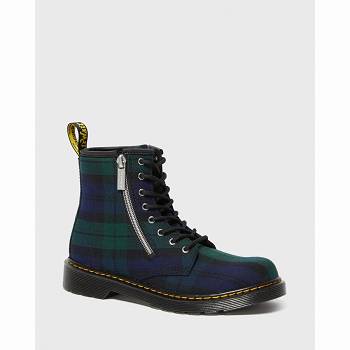 Dr Martens Gyerek 1460 Cipzáros Tartan Lace Up Bakancs Zöld